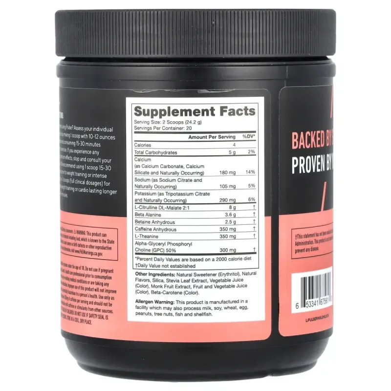 Legion Athletics, Pulse, Pre-Workout Drink, Pink Lemonade, 1.07 lbs (484 g)