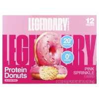 Legendary Foods, Protein Donuts, Pink Sprinkle, 12 Packs, 2.2 oz (62 g) EachLegendary Foods Протеїнові пончики
