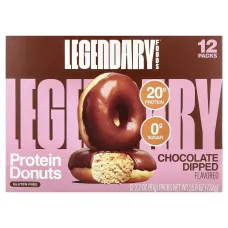 Legendary Foods, Protein Donuts, Chocolate Dipped, 12 Packs, 2.2 oz (61 g) EachLegendary Foods Протеиновые пончики