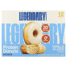 Legendary Foods, Protein Donuts, Vanilla Glazed, 12 Packs, 2.3 oz (65 g) EachПротеиновые пончики Legendary Foods