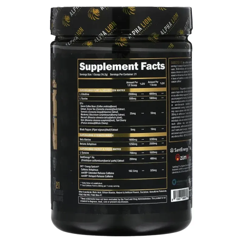 ALPHA LION, SuperHuman Pre, жувальна гумка з виноградом і виноградом, 342,3 г (12,07 унції)