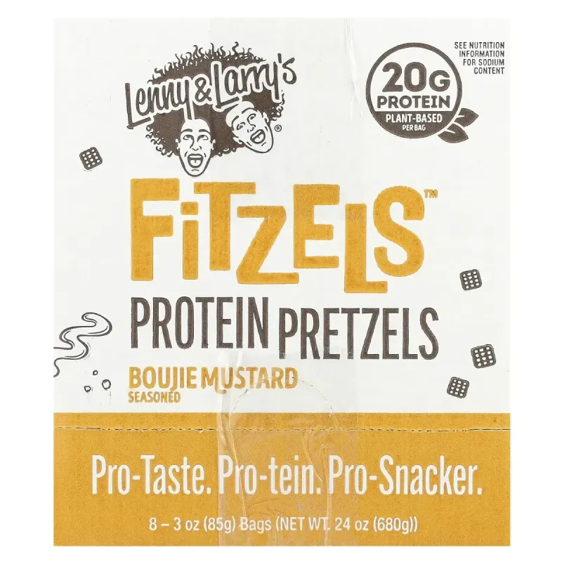 Lenny & Larry's, Fitzels™, Protein Pretzels, Boujie Mustard , 8 Packs, 3 oz (85 g) Each