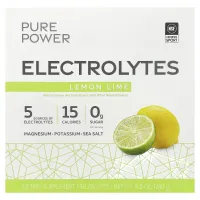 Dr. Mercola, Pure Power, електроліти, лимон і лайм, 30 пакетиків по 8 г (0,28 унції)