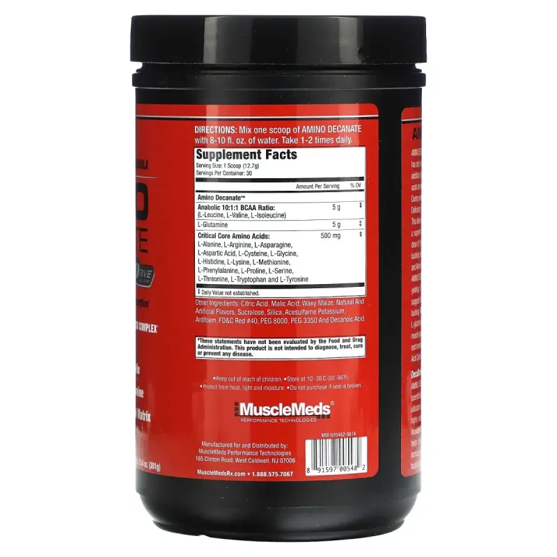 Аминокислоты, фруктовый пунш, Amino Decanate, Fruit Punch, MuscleMeds, 381 г