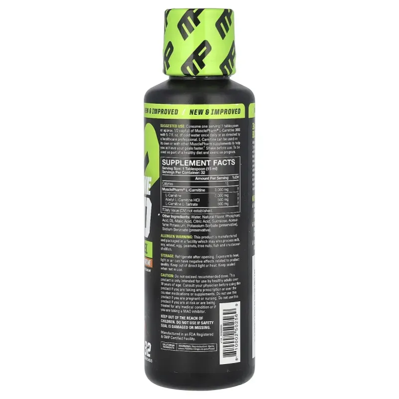 MusclePharm, L-Carnitine 3000, Peach Nectarine, 16 fl oz (480 ml)