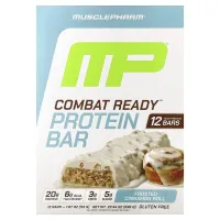 MusclePharm, Combat Ready™ Protein Bar, Frosted Cinnamon Roll, 12 Bars, 1.87 oz (53 g) EachMusclePharm Combat Ready™ протеїновий батончик