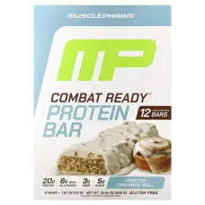 MusclePharm, Combat Ready™ Protein Bar, Frosted Cinnamon Roll, 12 Bars, 1.87 oz (53 g) EachMusclePharm Combat Ready™ протеиновый батончик