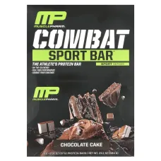 Гібридні серії, Combat Crunch, Шоколадний торт, MusclePharm, 12 барів, 2,22 унції (63 г) Кожен