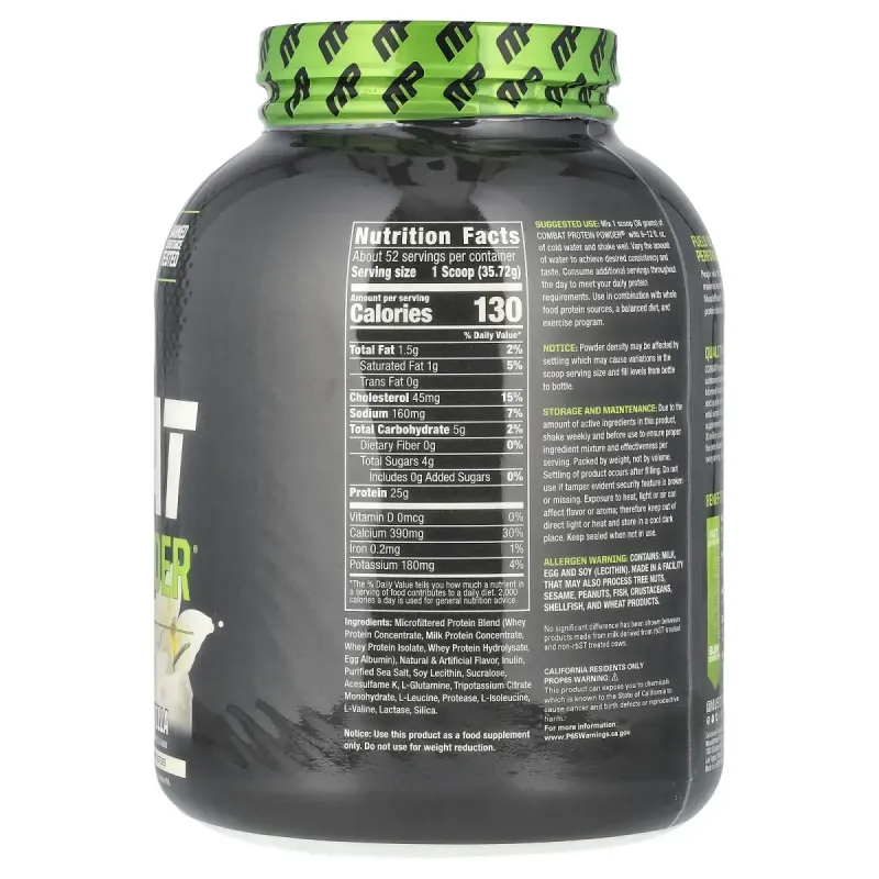Белковый порошок Combat, ваниль, MusclePharm, 4 фунта (1814 г)