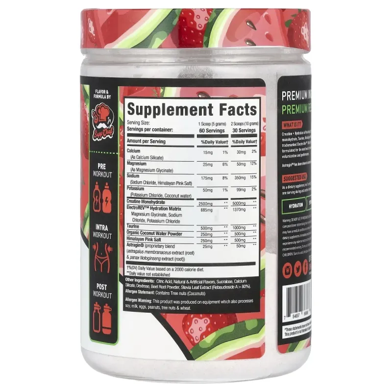MuscleSport, Creatine + Hydration, Strawberry Watermelon, 10.58 oz (300 g)