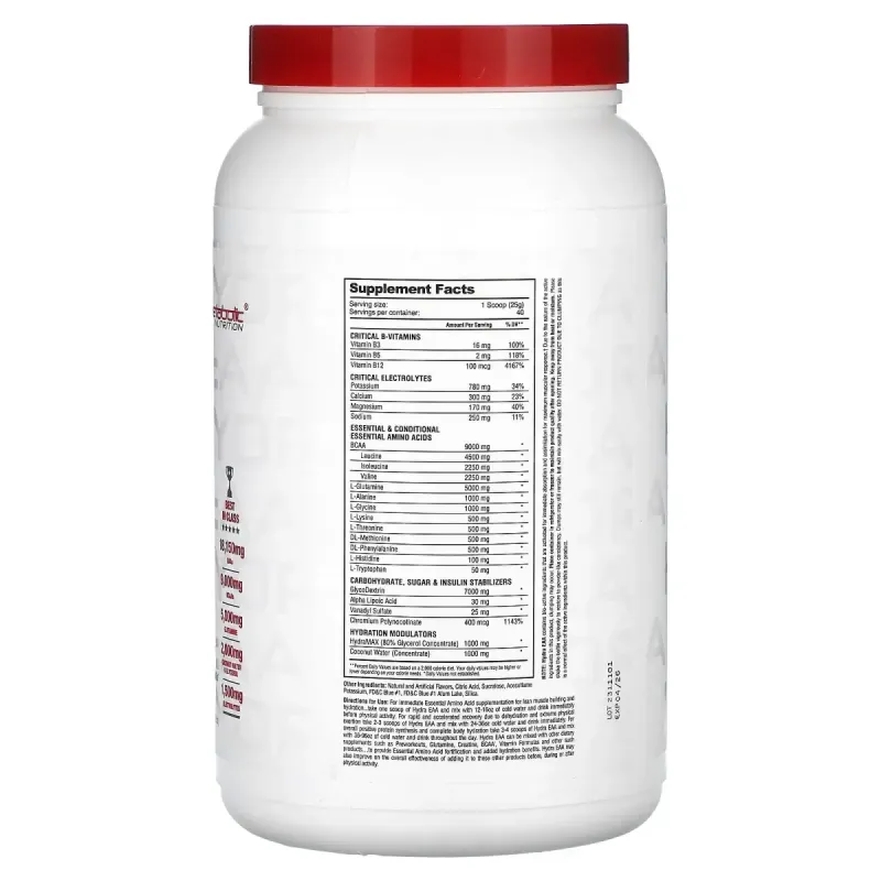 Metabolic Nutrition, Hydra EAA, Blue Raspberry, 35.2 oz (1,000 g)