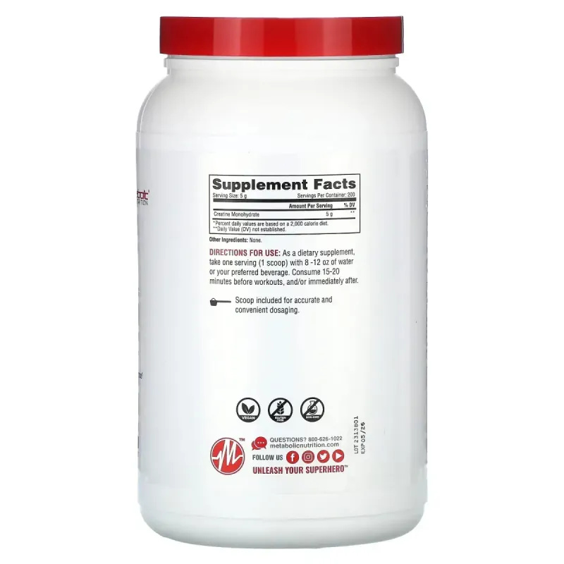 Metabolic Nutrition, Creatine, Unflavored, 35.27 oz (1,000 g)