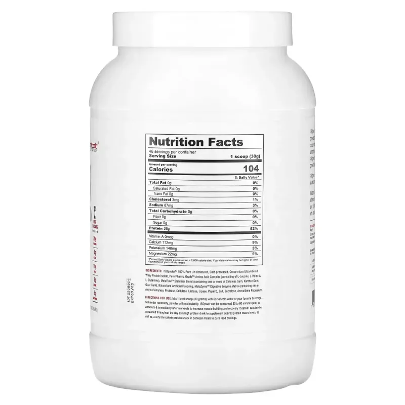 Metabolic Nutrition, ISOpwdr, Whey Protein Isolate, Banana Cream, 3.04 lb (1,380 g)