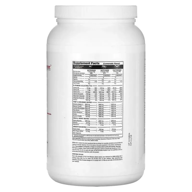 Metabolic Nutrition, P.S.P. Physique Stimulating Pre-Workout, Lemonade, 23.7 oz (672 g)