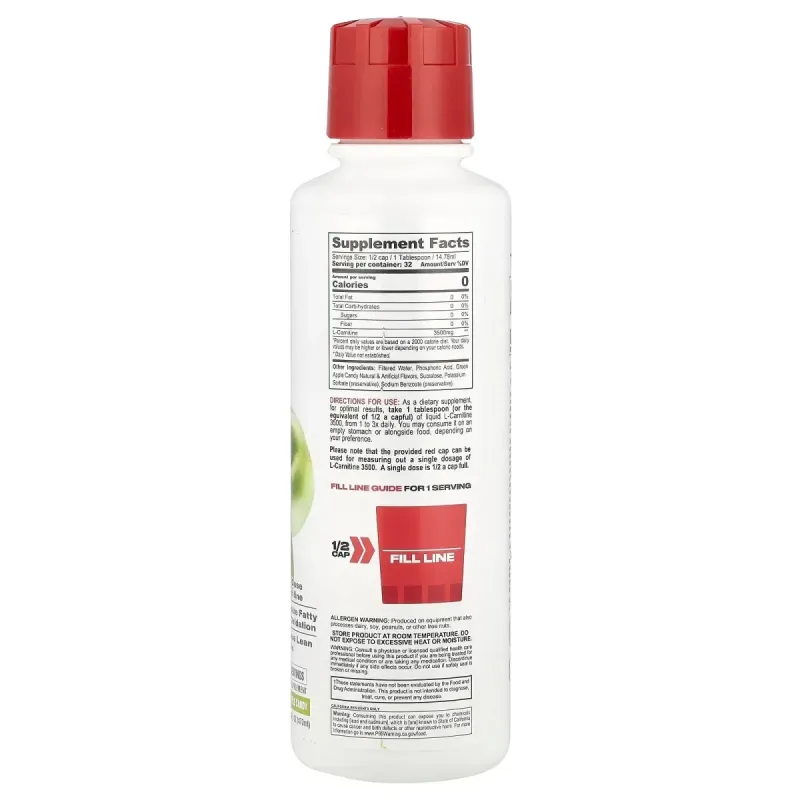 Metabolic Nutrition, L-Carnitine 3500, Green Apple Candy, 16 fl oz (473 ml)