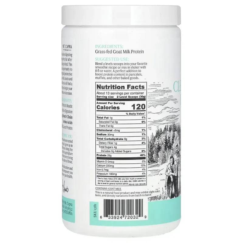 Mt. Capra, Clean Whole Protein, Unsweetened, 14.1 oz (400 g)