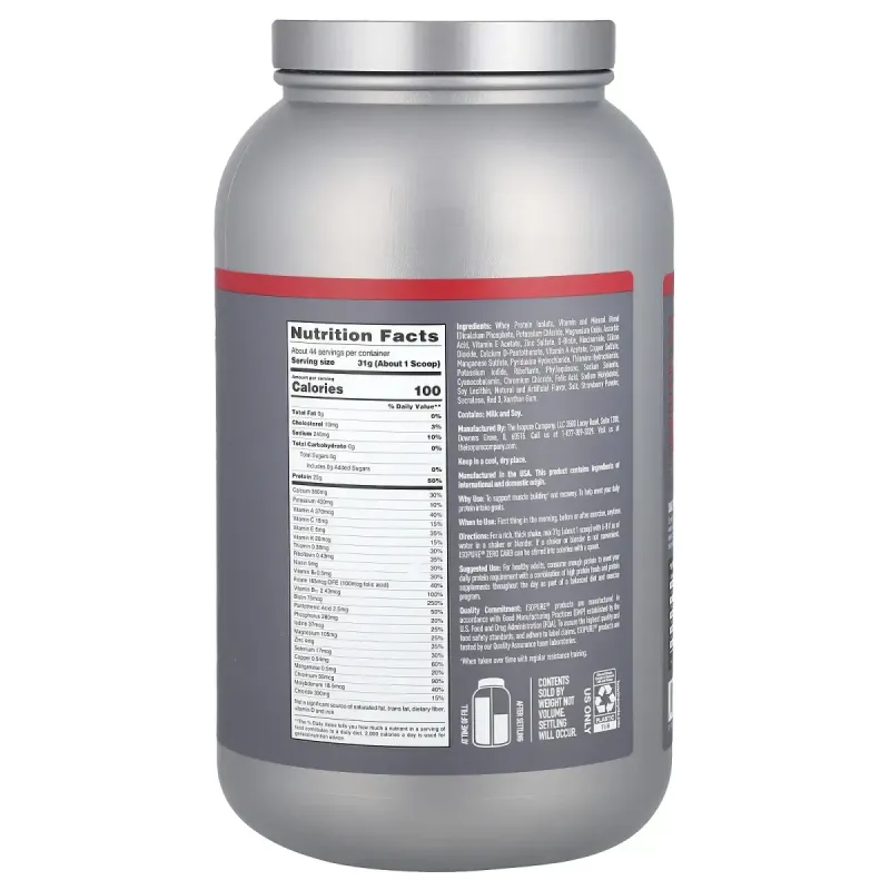 Протеїновий порошок, не містить вуглеводів, полуниця з вершками, Nature's Best, IsoPure, 3 фунта (136г)