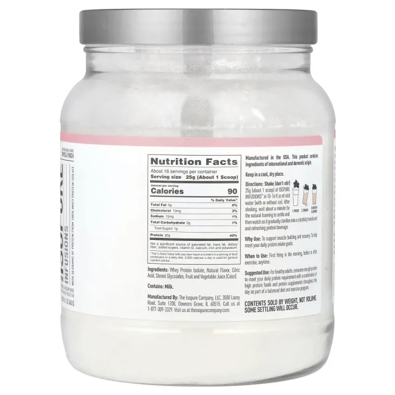 Протеїновий порошок Infusions, тропічний пунш, Nature's Best, IsoPure, 400 г