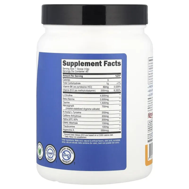 Nutricost, Performance, Pre-Workout Complex, Peach Mango, 1.6 lb (708 g)