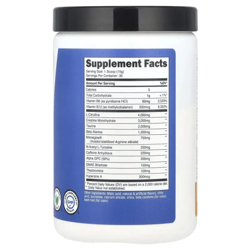 Nutricost, Performance, Pre-C, Pre-Workout Complex With Creatine, Peach Mango, 1 lb (450 g)