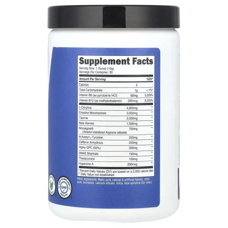 Nutricost, Performance, Pre-C, Pre-Workout Complex With Creatine, Blue Raspberry, 1 lb (450 g)