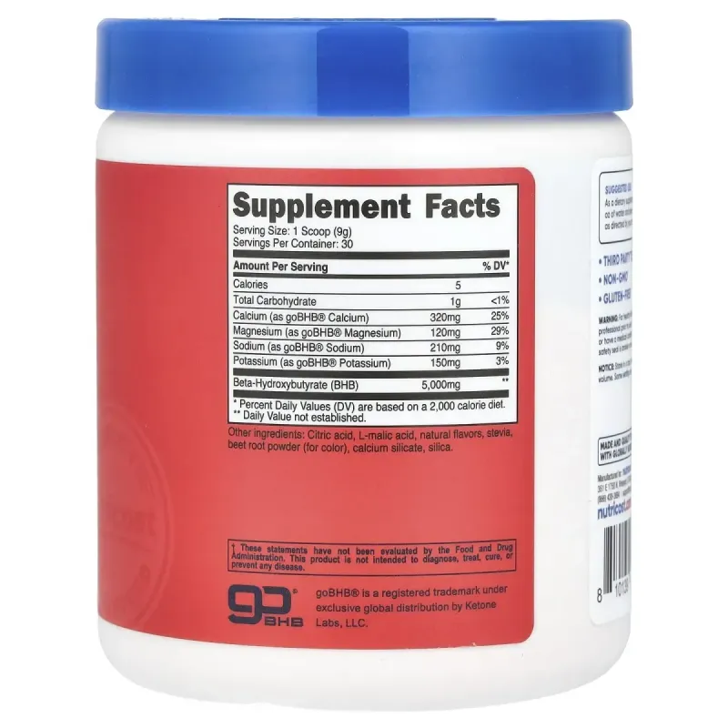 Nutricost, BHB Salts goBHB, Fruit Punch, 9.3 oz (261 g)