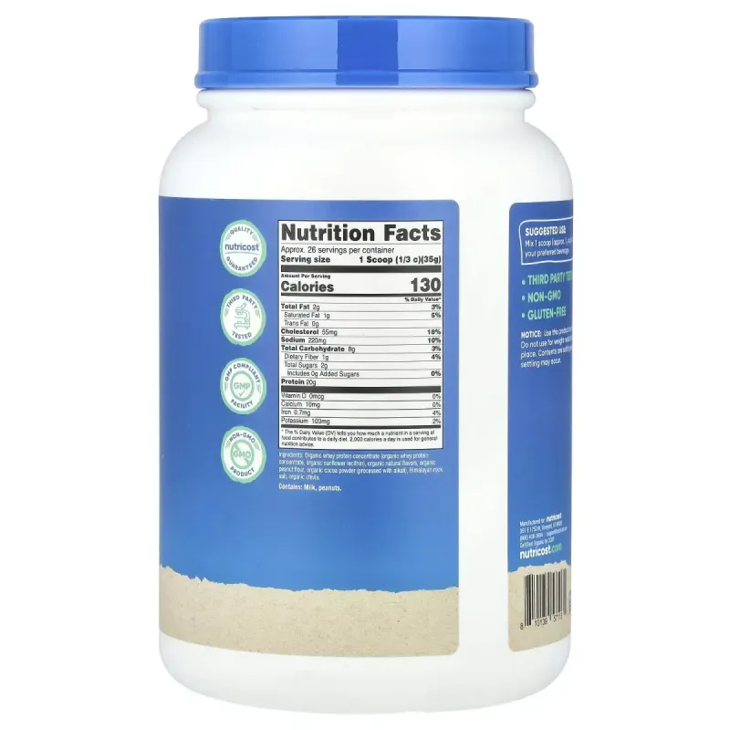 Nutricost, Organic Whey Protein, Chocolate PB, 2 lb (907 g)