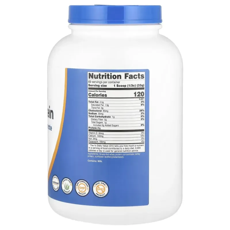 Nutricost, Grass-Fed Whey Protein Concentrate, Unflavored, 5 lb (2,268 g)