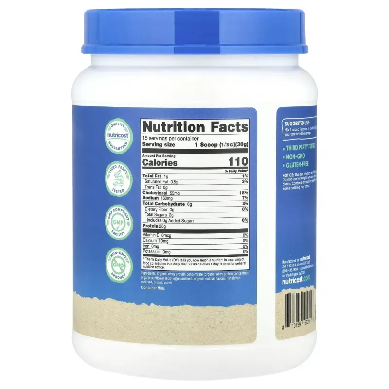 Nutricost, Organic Whey Protein, French Vanilla, 1 lb (454 g)