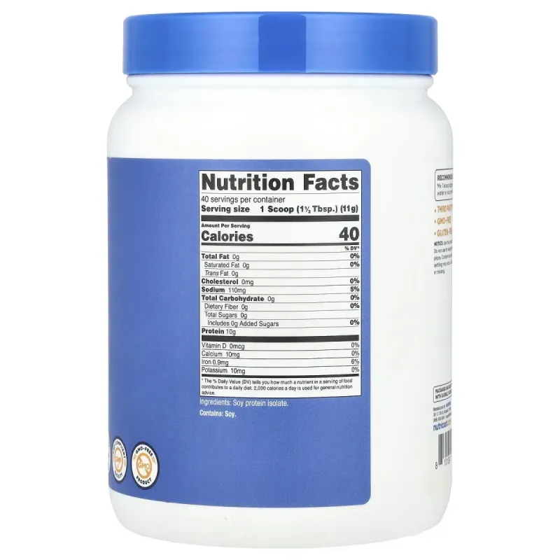 Nutricost, Soy Protein Isolate, Unflavored, 1 lb (454 g)