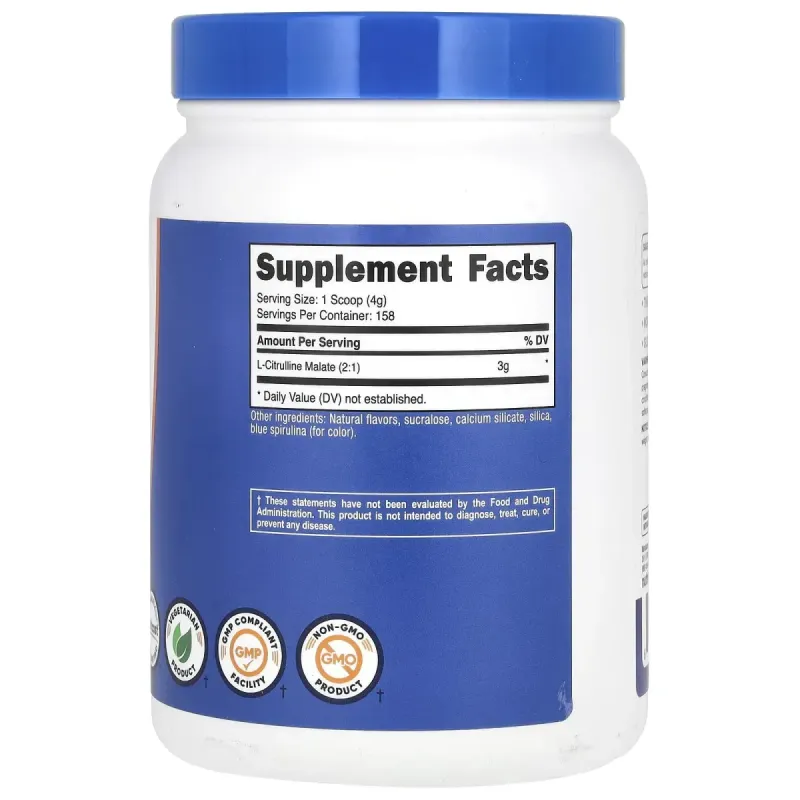 Nutricost, L-Citrulline Malate 2:1, Blue Raspberry, 21.4 oz (600 g)