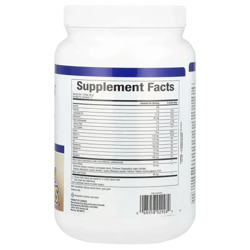 Сироватковий протеїн ваніль Natural Factors (Whey Protein) 340 г