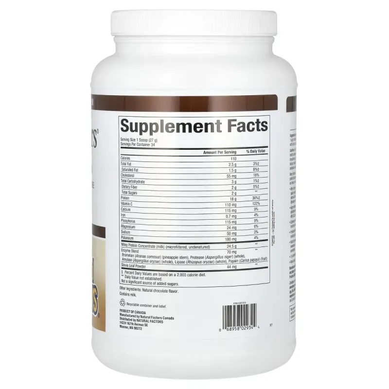 Сироватковий протеїн шоколад Natural Factors (Whey Protein) 907 г