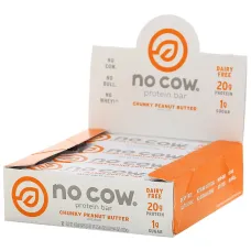 Протеїновий батончик, шматочки арахісової пасти, No Cow, 12 батончиків по 60 г (2,12 унції)