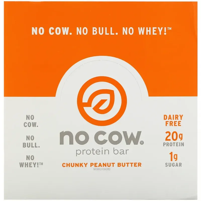 Протеїновий батончик, шматочки арахісової пасти, No Cow, 12 батончиків по 60 г (2,12 унції)