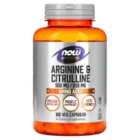 Аргинин и Цитрулин Now Foods (Arginine and Citrulline) 500 мг\250 мг 120 капсул