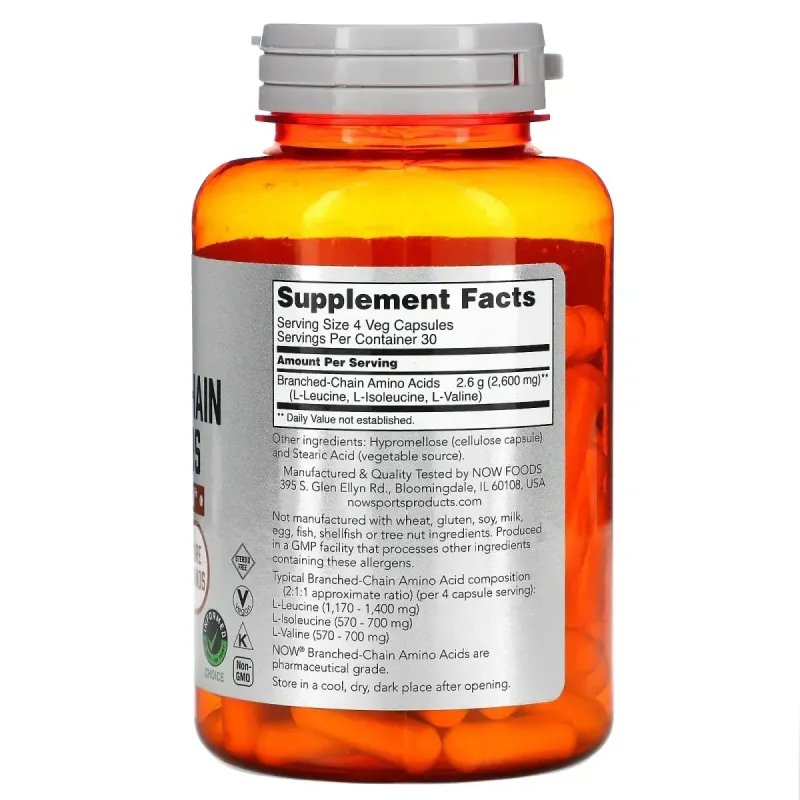 BCAA комплекс амінокислот з розгалуженими ланцюгами Now Foods (BCAA) 120 капсул
