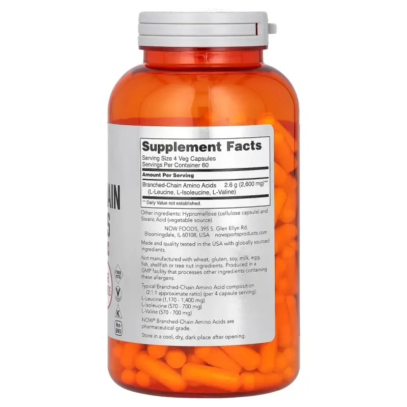 Амінокислоти з розгалуженими ланцюгами Now Foods (Branched Chain Amino Acids) 240 капсул