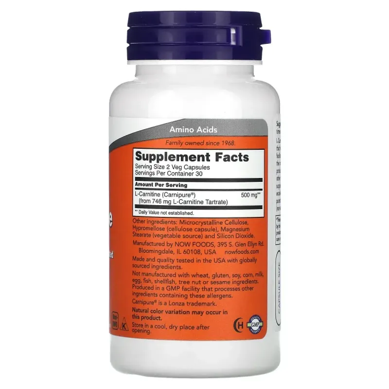 Карнитин Now Foods (L-Carnitine) 250 мг 60 капсул
