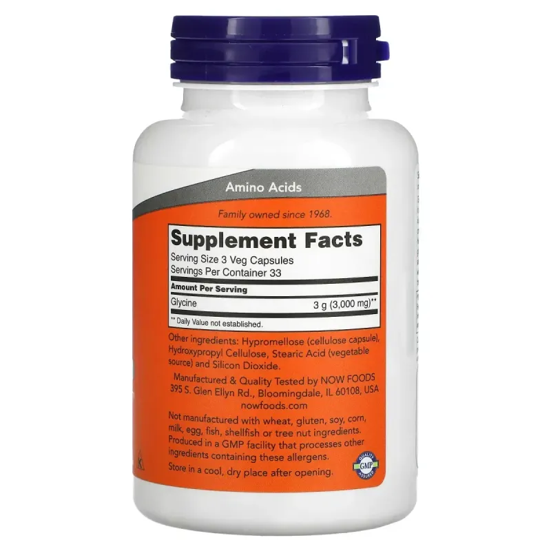 Гліцин Now Foods (Glycine) 1000 мг 100 вегетаріанських капсул
