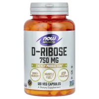 Д-рибоза Now Foods (D-Ribose) 750 мг 120 рослинних капсул