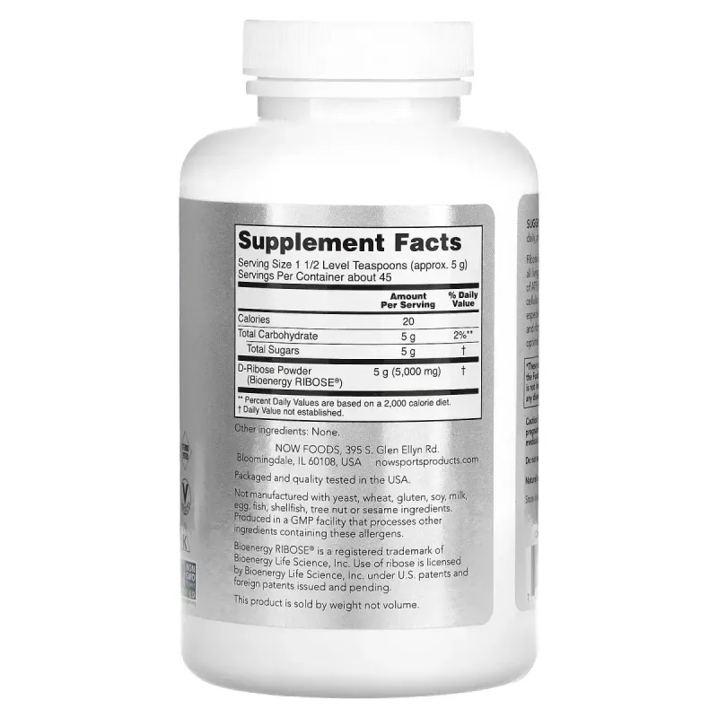 Д-рибоза Now Foods (D-Ribose Powder) 227 г