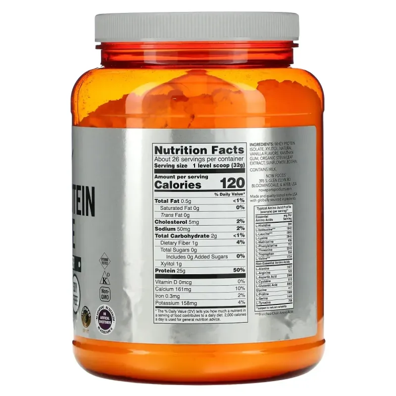 Изолят сывороточного протеина ваниль Now Foods (Whey Protein Isolate Sports) 816 г