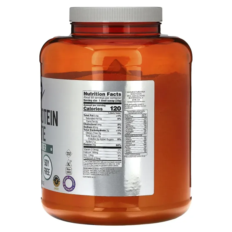 Сироватковий протеїн ізолят шоколад Now Foods (Whey Protein Sports) 2,63 кг