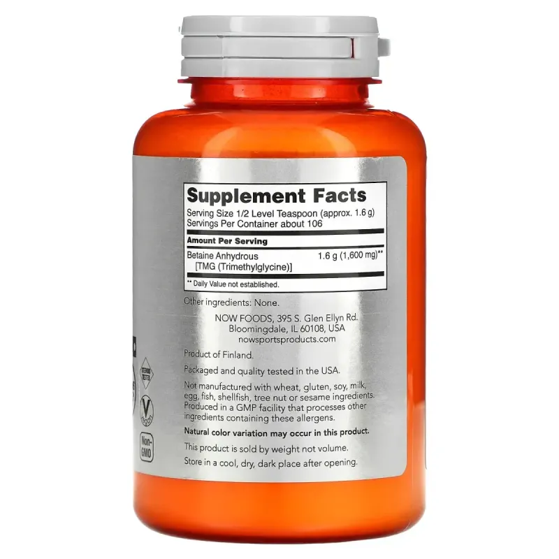 NOW Foods, Sports, бетаїн у порошку, 170 г (6 унцій)