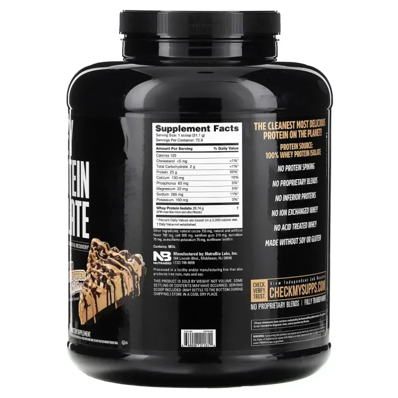 NutraBio, Whey Protein Isolate, Chocolate Peanut Butter Bliss, 5 lb (2,268 g)
