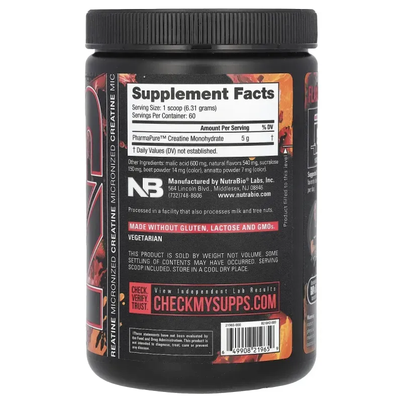 NutraBio, Micronized Creatine Burst, Island Splash Fruit Punch, 0.83 lb (379 g)