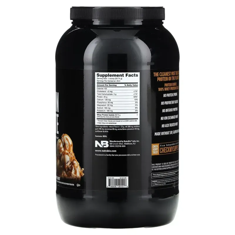 NutraBio, Whey Protein Isolate, Vanilla Caramel, 2 lb (907 g)