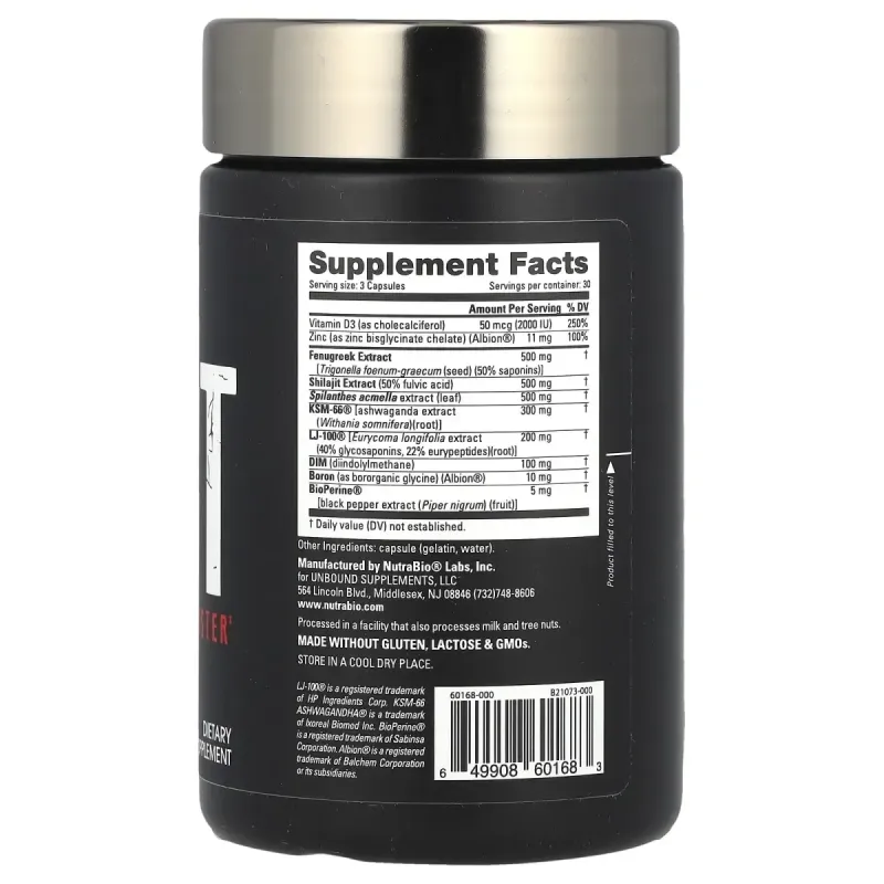 NutraBio, Test, Testosterone Booster, 90 Capsules