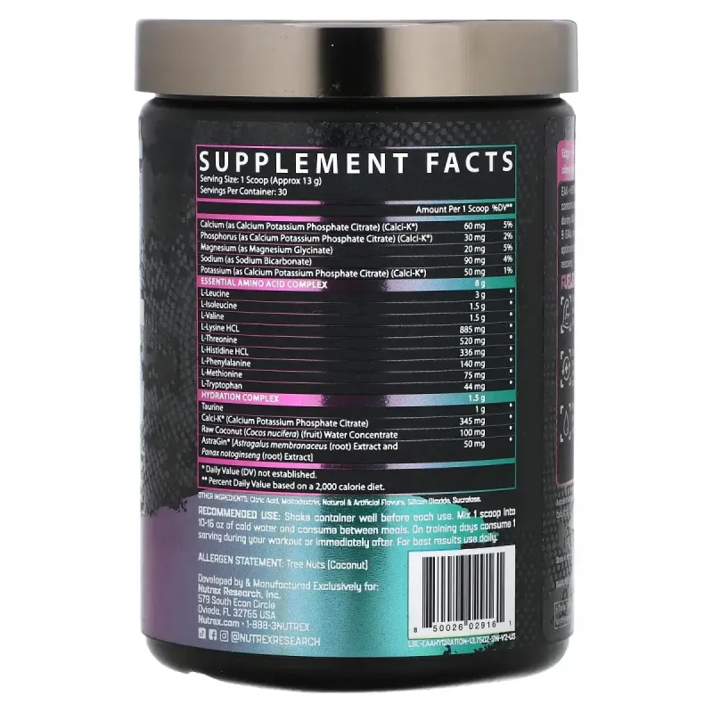 Nutrex Research, EAA+, зволоження, полуниця й кавун, 390 г (13,75 унції)